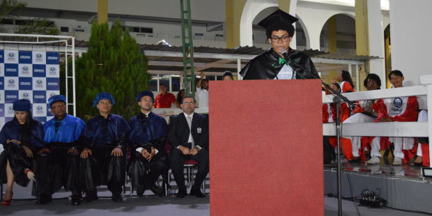 Representando todos os concludentes, Levi Callide foi o orador do Curso Técnico em Desenho da Construção Civil